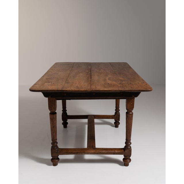 19th Century French Chestnut Brown Oak Table with Single Drawer For Sale - Image 11 of 15