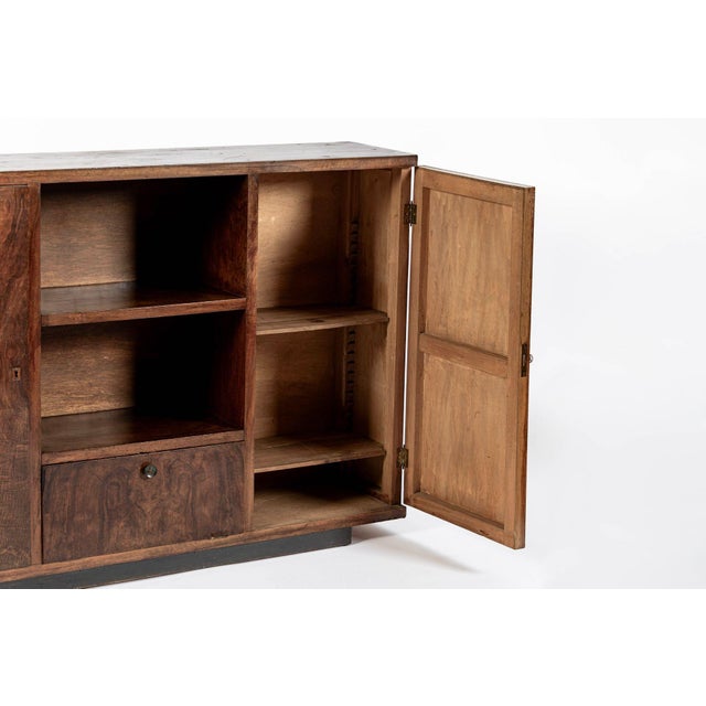 Brown Antique Art Deco Italian Walnut Wood Credenza Cabinet For Sale - Image 8 of 12