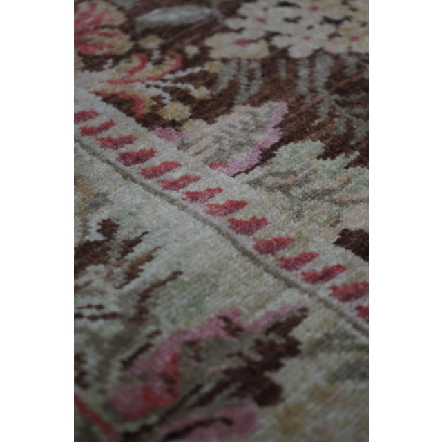 Traditional Wool Beige & Brown Floral Pattern Approx. 8x10 Rug For Sale - Image 3 of 10