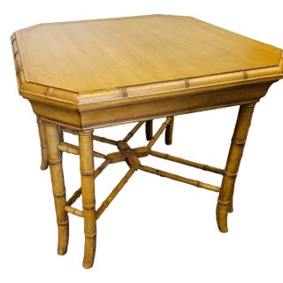 Faux Bamboo Square End Table From the 80s For Sale