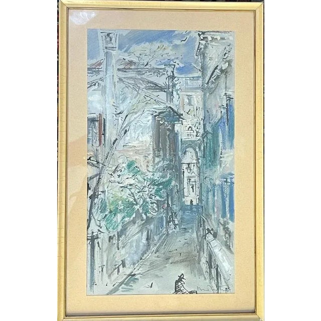 Bruno Martini, Urban Landscape, Watercolor, Framed For Sale - Image 7 of 7