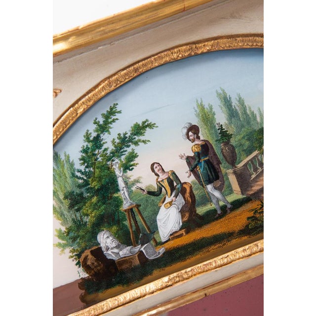 Antique French Restoration Painted Trumeau Mirror, 1830s For Sale - Image 10 of 11