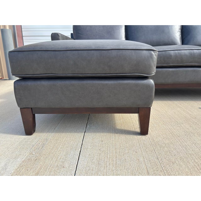 Contemporary Harlow Leather Dark Grey Modern Sectional, Paul Michael Company For Sale - Image 3 of 11