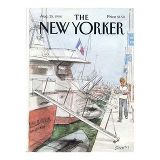 1986 Original New Yorker Magazine Cover by Charles Saxon, August 25, Pizza Delivery For Sale