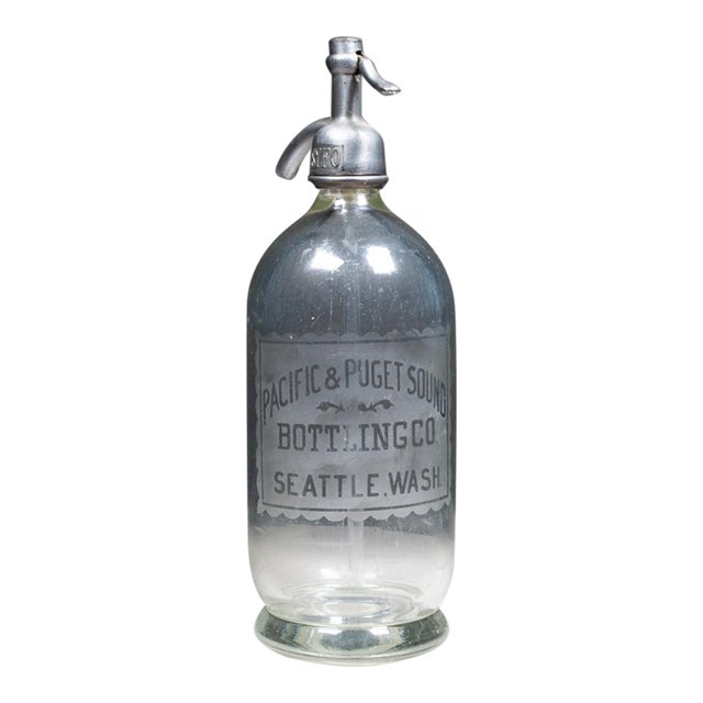 Antique Heavy Glass Pacific & Puget Sound Bottling Co. Seltzer Siphon Bottle c.1894-1920 For Sale