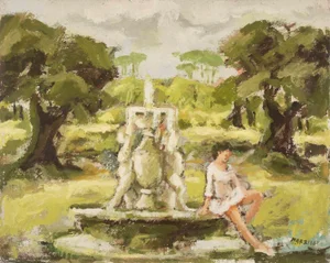 Franco Marzilli, Ballerina in the Park, Oil Painting, 1970s