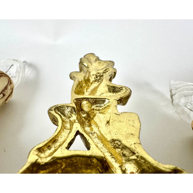 Vintage French Gilt Bronze Sconces, 1960s, Set of 2 For Sale - Image 9 of 10