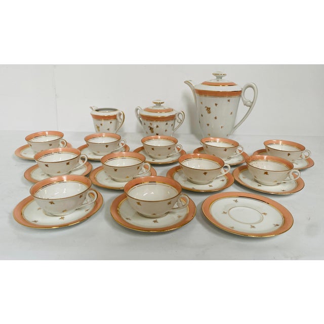 White Coffee Service in Polychrome Porcelain, Set of 14 For Sale - Image 8 of 9