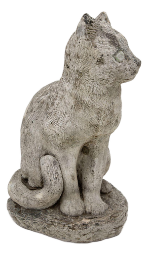 Vintage Reconstituted Stone Cat Garden Statue, English 1970s