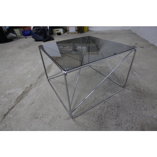 Max Sauze Isocèle Collection Coffee Table with Smoked Glass Top from Max Sauze, 1970 For Sale - Image 4 of 13