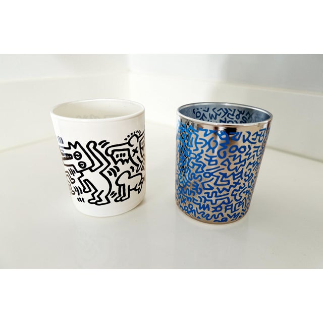Glass Pop Art Opaline Glass Vases from Keith Haring, Set of 2 For Sale - Image 7 of 7