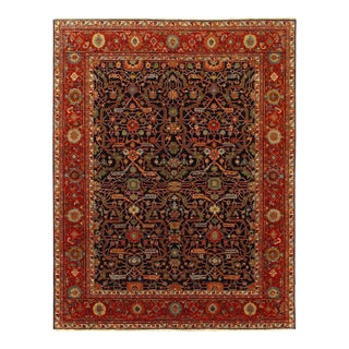 Pasargad DC Navy Blue Fine Hand Knotted Serapi Design Rug For Sale