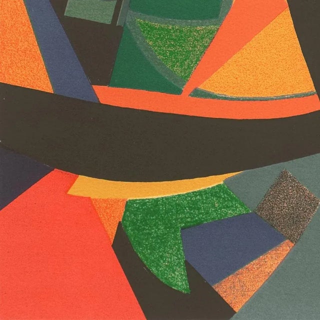 Goldenrod 'Abstract in Coral and Gold' by Maurice Estève, Academie Colarossi, Grand Prix National Des Arts For Sale - Image 8 of 10