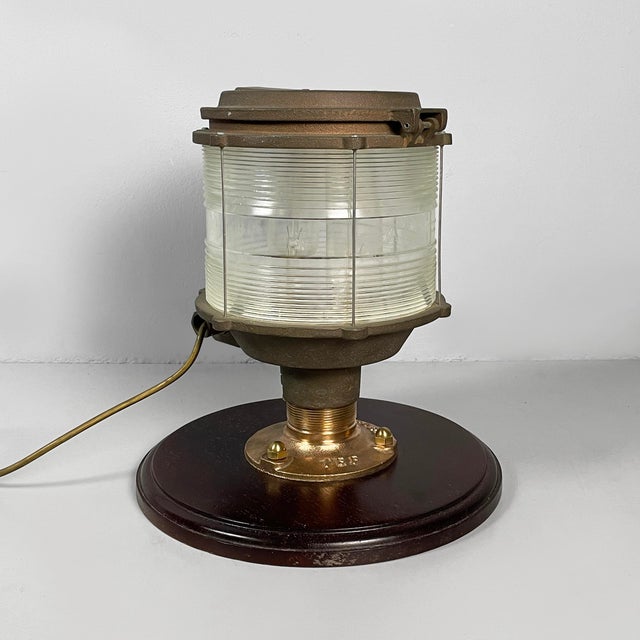 Mid-Century Modern Italian Ships Lamp in Wood, Glass and Metal, 1950s For Sale - Image 4 of 18