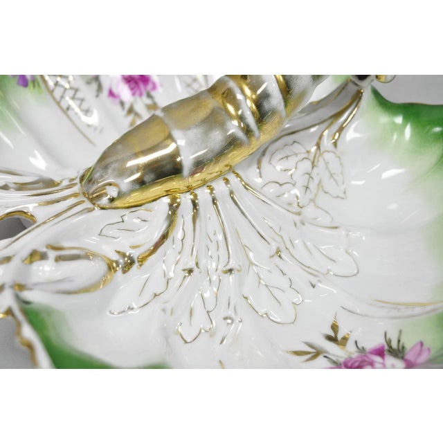 Antique Bavarian German Porcelain Gold Gilded Hand Painted Lobster Divided Dish For Sale - Image 15 of 18