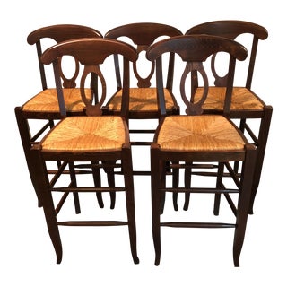 Farmhouse Style Rush Stools- Set of 5 For Sale