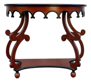 Modern Chippendale Red & Black Painted Console Table Att. Chelsea House