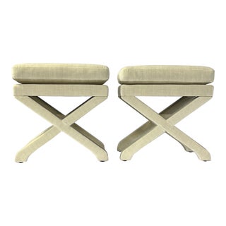 X Benches / Ottomans - a Pair For Sale