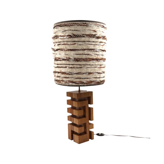 Brown 1970s Hollywood Regency Wood Table Lamp For Sale - Image 8 of 12