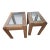 Vintage Drexel Style Heritage Accolade Collection Glass-Top End Tables With Oak Wood Frames. For Sale