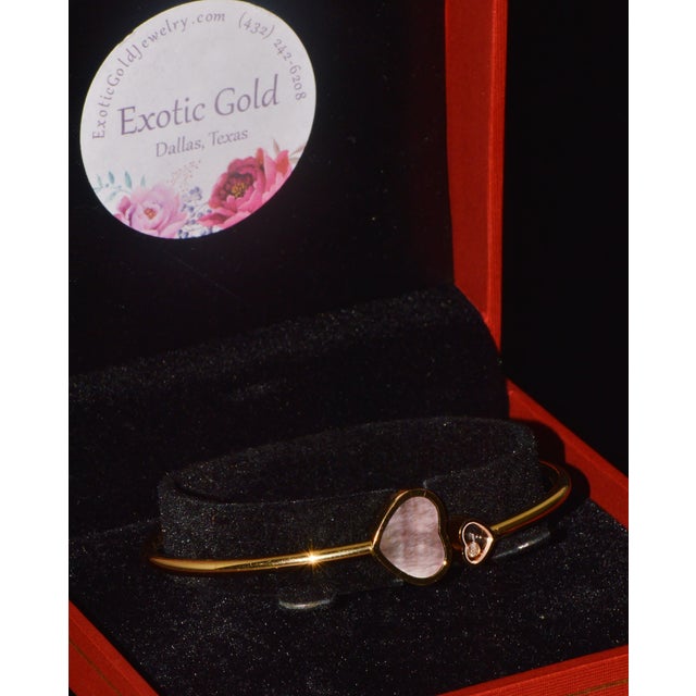 Late 20th Century Chopard Happy Hearts Tahitian Mother-of-Pearl Diamond 18k Rose Gold Bangle For Sale - Image 12 of 13