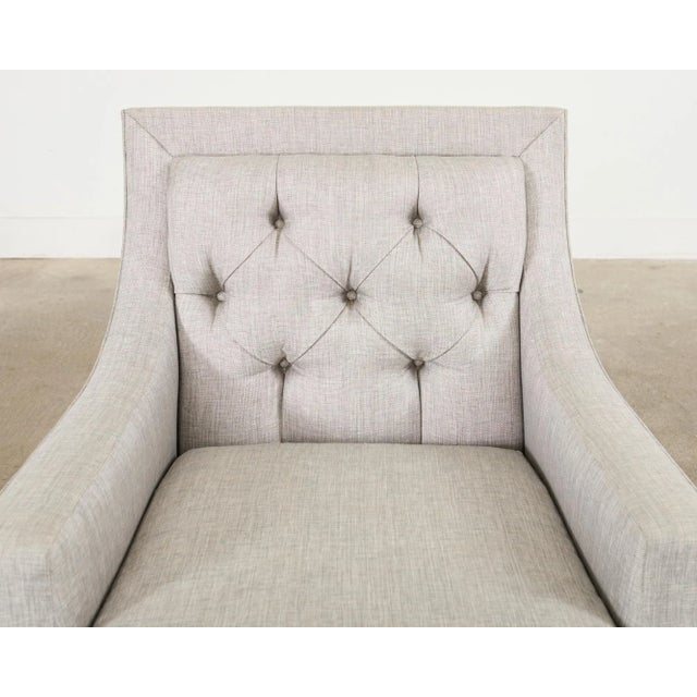 Pair of Thomas Pheasant for Baker Max Tufted Club Chairs For Sale - Image 10 of 12