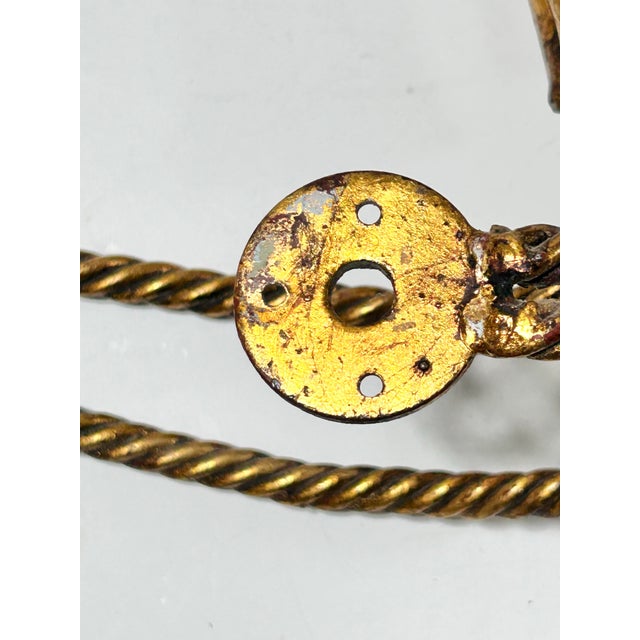 Gold Pair of Vintage Italian Gilt Rope Curtain Tiebacks With Tassels, Hollywood Regency Style For Sale - Image 8 of 8
