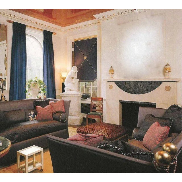 1980s Ronn Jaffe One-of-a-Kind Modern Architectural Marble Mantel- Rare Blue Bahia & Lt Beige For Sale - Image 5 of 6