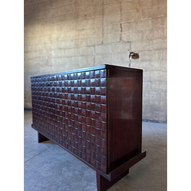 Wood Paul Laszlo Basket Weave Sideboard For Sale - Image 7 of 8