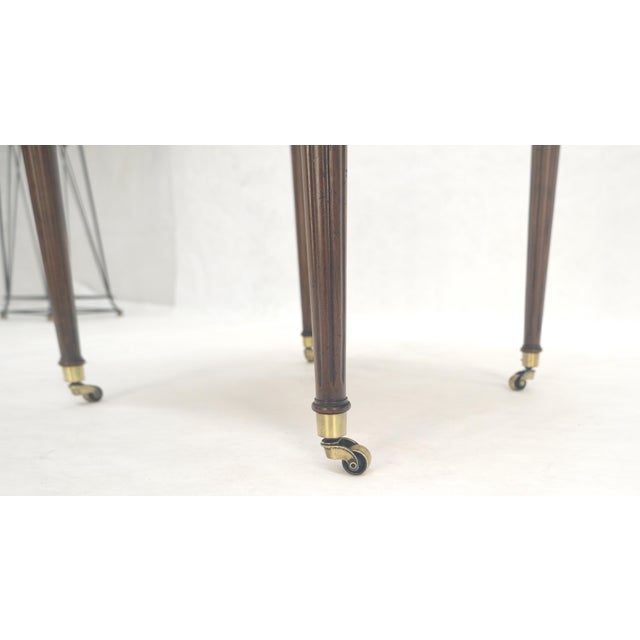 Mid-Century Modern Widdicomb Round Brass Gallery Top Fluted Legs Lamp Side Table on Casters MINT For Sale - Image 3 of 13