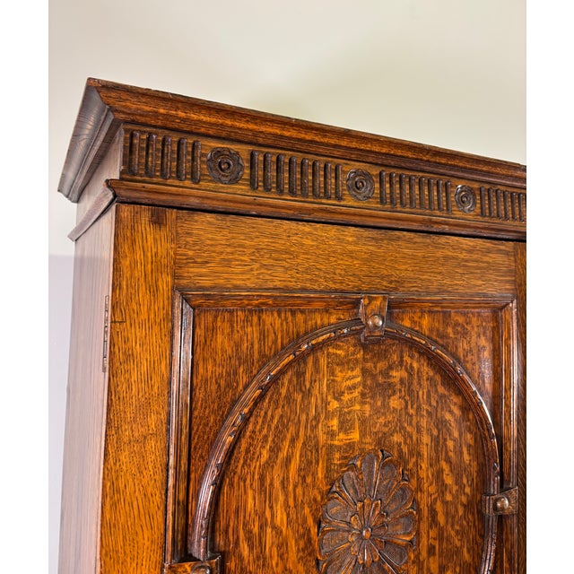 Chestnut Antique English Oak Wardrobe For Sale - Image 8 of 10