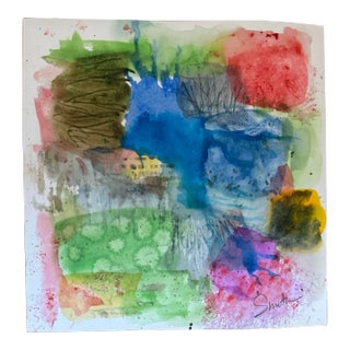 Original Watercolor Abstract “The Art Lesson” For Sale