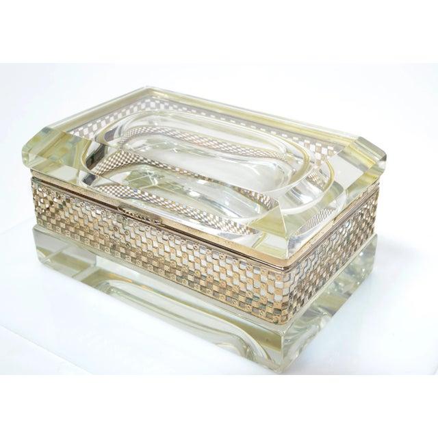 Cased beveled Murano Glass & 24k Gold Plate Jewelry Box, Keepsake attributed to Alessandro Mandruzzato. Art Deco Style...