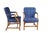 A beautiful matching pair of vintage traditional open-arm accent chairs. Featuring a timeless Federal / Colonial Revival...