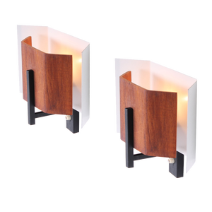 Plywood & Metal Wall Lights by Louis C. Kalff for Philips, 1950s, Set of 2