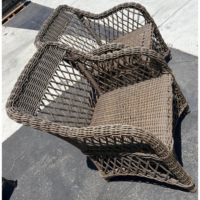 Pair of Bar Harbor Wicker Arm Chairs in Original Surface For Sale - Image 4 of 6