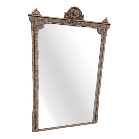 Large Antique French Painted Column Framed Mirror, 1800s For Sale