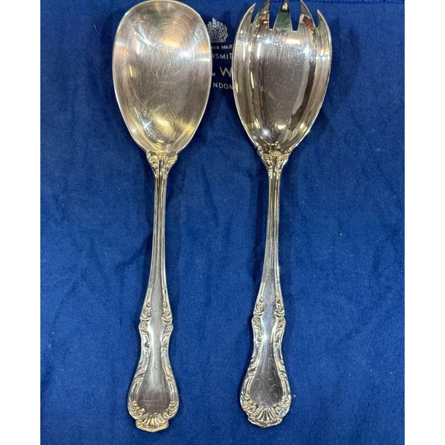 Silver-Plated Salad Servers with Russell Pattern from Mappin & Webb, Set of 2 For Sale - Image 4 of 4