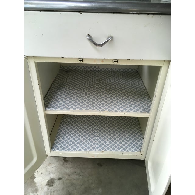 1950s Vintage 1950s Metal Kitchen Cabinet W/ Formica Top 36"h Mid Century For Sale - Image 5 of 5