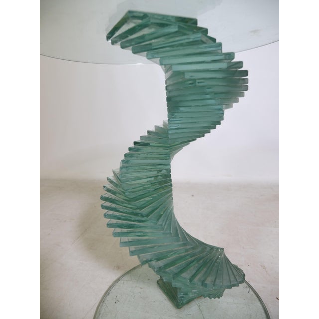 Postmodern Glass Spiral Helix Side Table, 1980s For Sale - Image 6 of 7