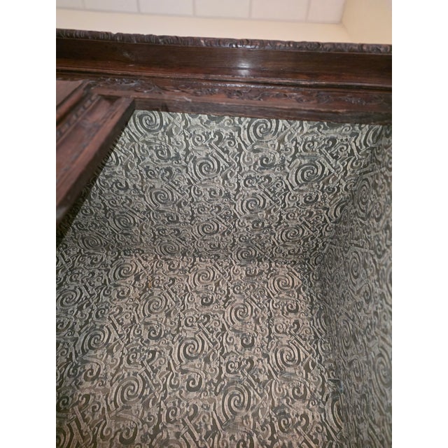 Wood Antique French Armoire Lined in Fortuny Fabric For Sale - Image 7 of 9
