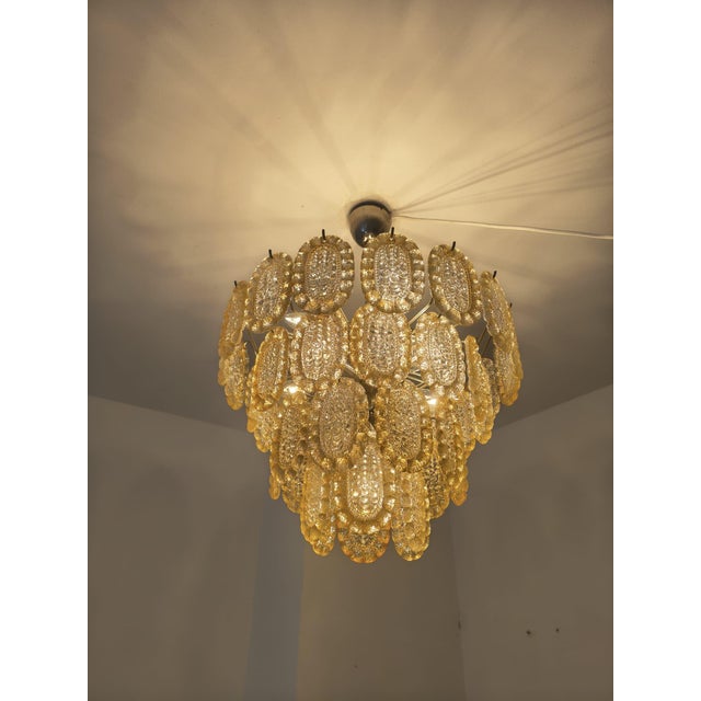 Vintage Four-Tier Pressed Crystal Glass Chandelier, 1960s For Sale - Image 12 of 18