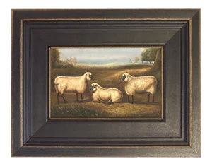 Three Prize Sheep Framed Oil Painting Reproduction Print on Canvas