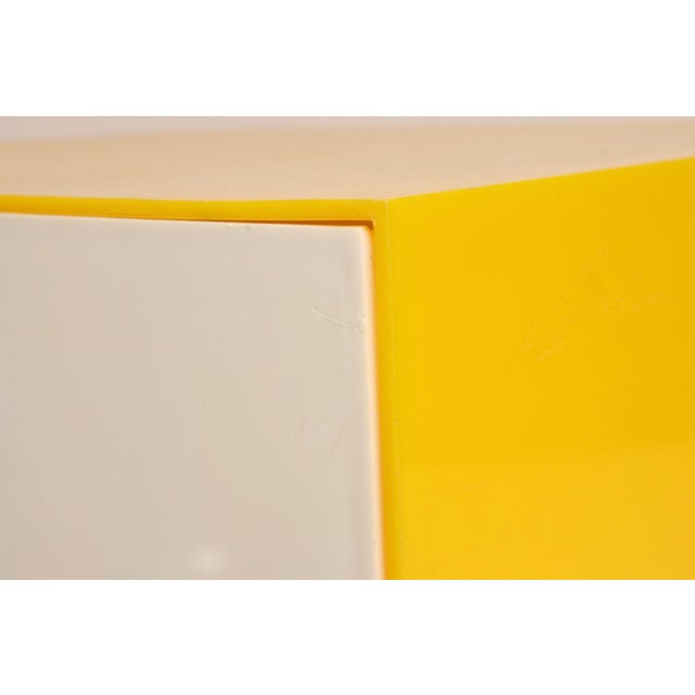 Vintage Yellow Acrylic Storage Cube With Three White Drawers After Joe Colombo For Sale - Image 17 of 18
