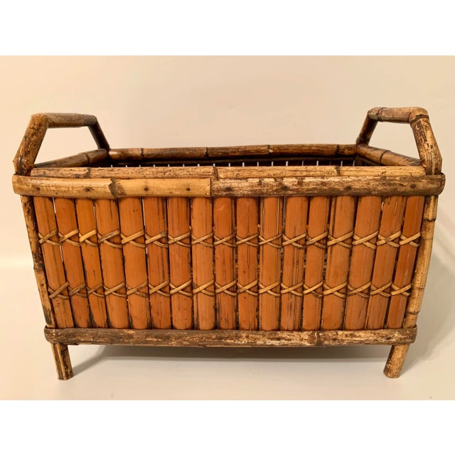 A superb vintage boho chic bamboo planter, elongated rectangular shape. This would excellent housing an array of flowers,...