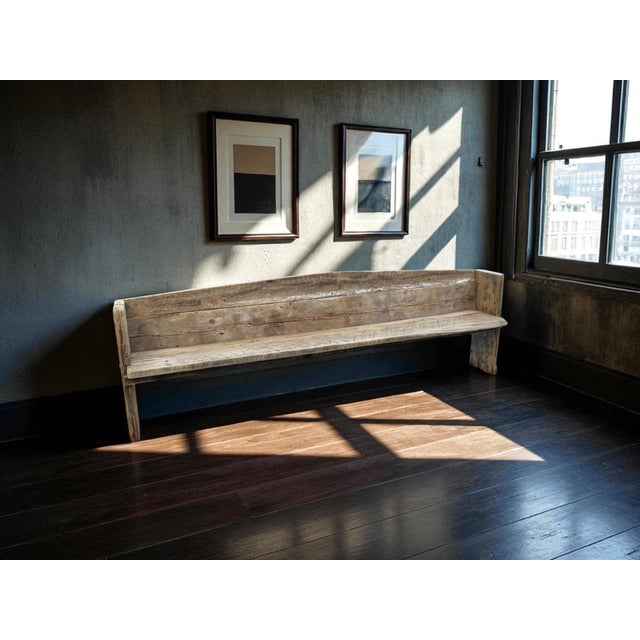 Primitive Rustic Farmhouse Reclaimed Barnwood Pew Bench 42 In. For Sale - Image 15 of 15