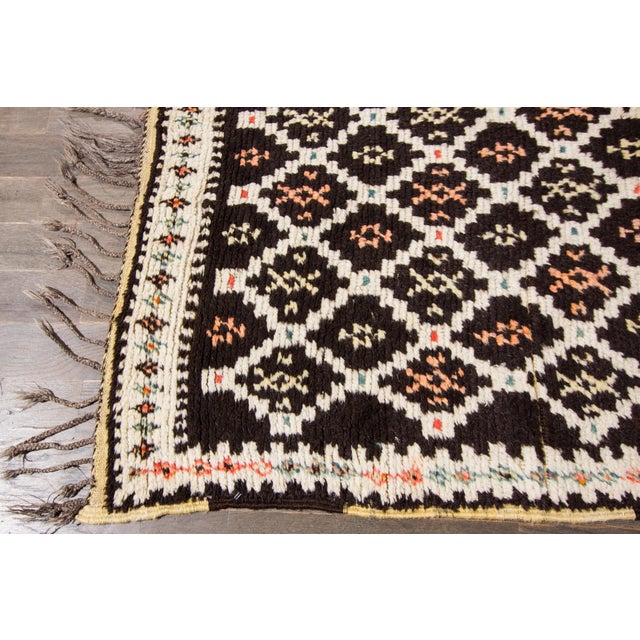 Textile Handmade Vintage Brown Tribal Moroccan Wool Rug For Sale - Image 7 of 10