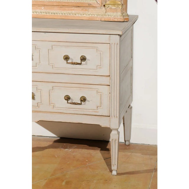 Wood French Louis XVI 18th Century Painted Two-Drawer Commode with Fluted Accents For Sale - Image 7 of 12