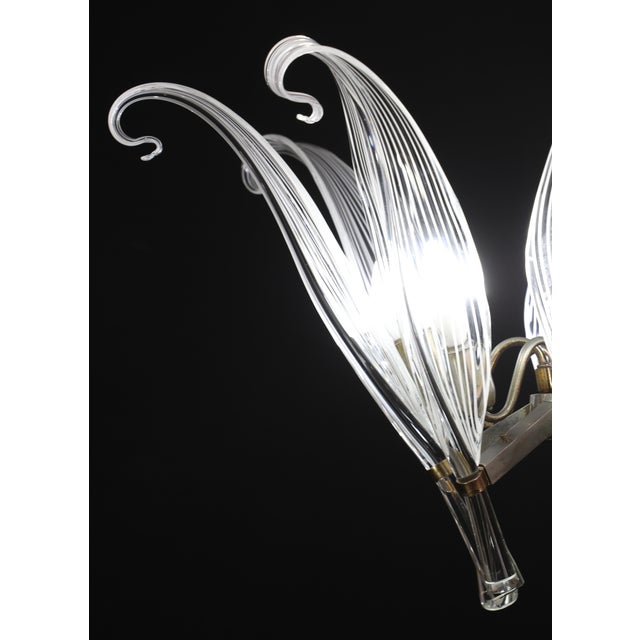 Glass 1980s Extraordinary Large Transparent Murano Glass Leaves Chandelier by Franco Luce For Sale - Image 7 of 18
