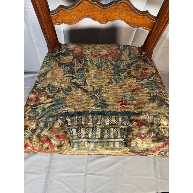 Mid 18th Century Mid 18th Century French Carved Walnut Side Chair, Régence Taste, Original Needlepoint Seat For Sale - Image 5 of 11
